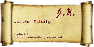 Janzer Mihály névjegykártya