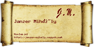 Janzer Mihály névjegykártya